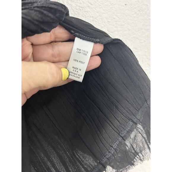 Komarov Tank Womens Babydoll Sz S Black Crinkle V Neck Y2k Bead WhimsiGoth Witch - Picture 7 of 13